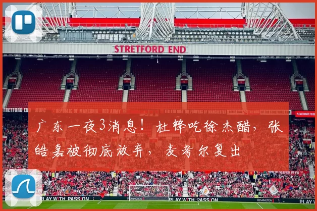 广东一夜3消息！杜锋吃徐杰醋，张皓嘉被彻底放弃，麦考尔复出